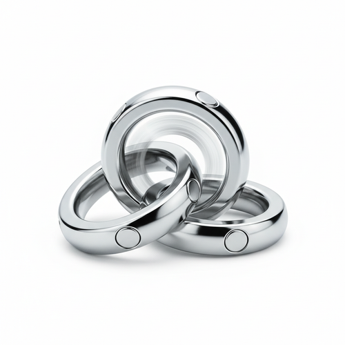 Shiny silver magnetic fidget rings set